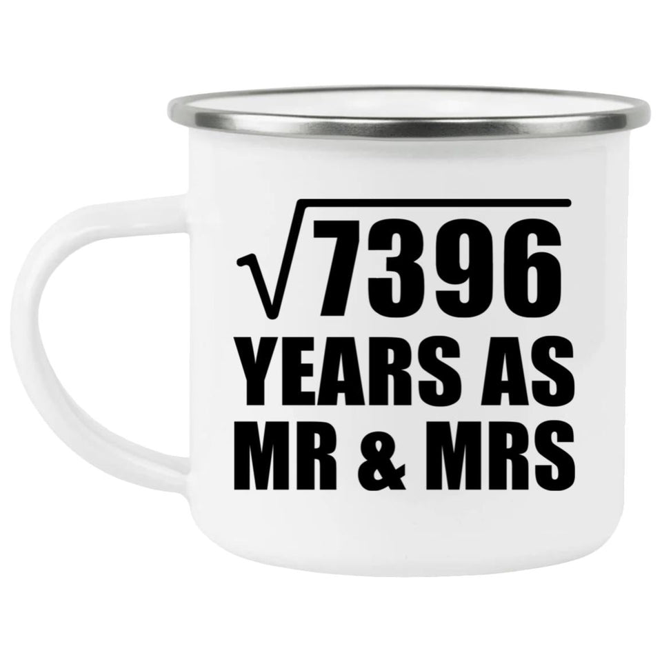 86th Anniversary Square Root of 7396 Years As Mr & Mrs - 12oz Camping Mug