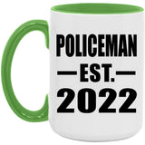 Policeman Established EST. 2022 - 15oz Accent Mug Green