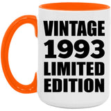 31st Birthday Vintage 1993 Limited Edition - 15oz Accent Mug Orange