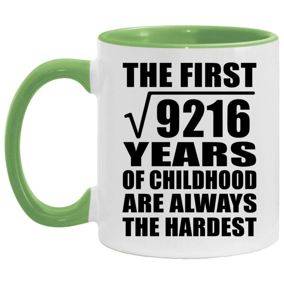 96th Birthday Square Root of 9216 Years of Childhood - 11oz Accent Mug Green