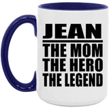 Jean The Mom The Hero The Legend - 15oz Accent Mug Purple