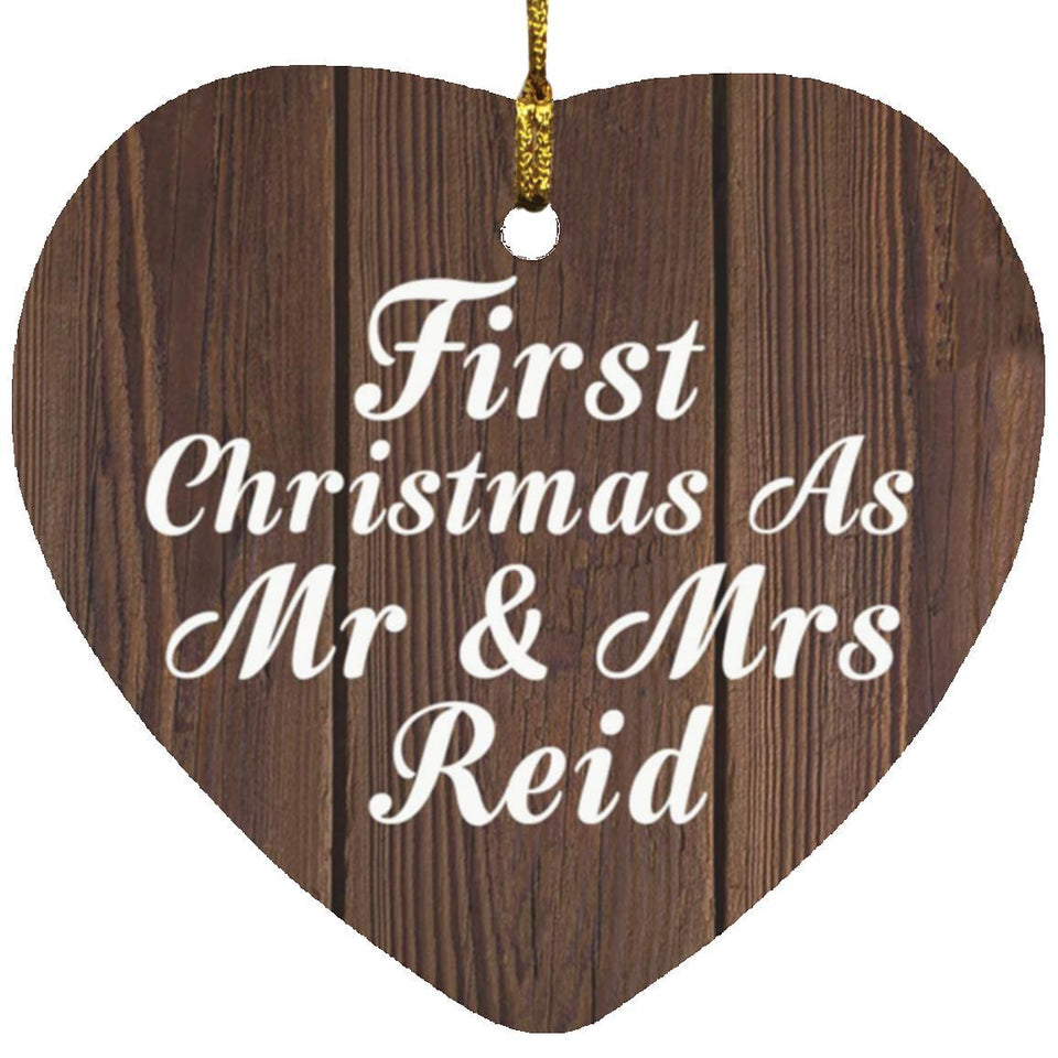First Christmas As Mr & Mrs Reid - Heart Ornament D