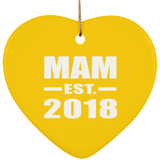 Mam Established EST. 2018 - Heart Ornament
