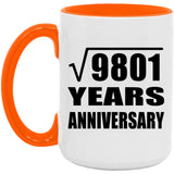 99th Anniversary Square Root of 9801 Years Anniversary - 15oz Accent Mug Orange