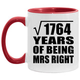 42nd Anniversary Square Root of 1764 Years of Being Mrs Right - 11oz Accent Mug Red