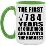 28th Birthday Square Root of 784 Years of Childhood - 15oz Accent Mug Green