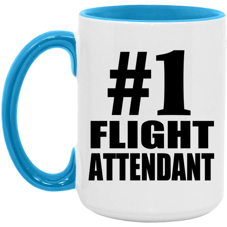 Number One #1 Flight Attendant - 15oz Accent Mug Blue