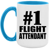 Number One #1 Flight Attendant - 15oz Accent Mug Blue