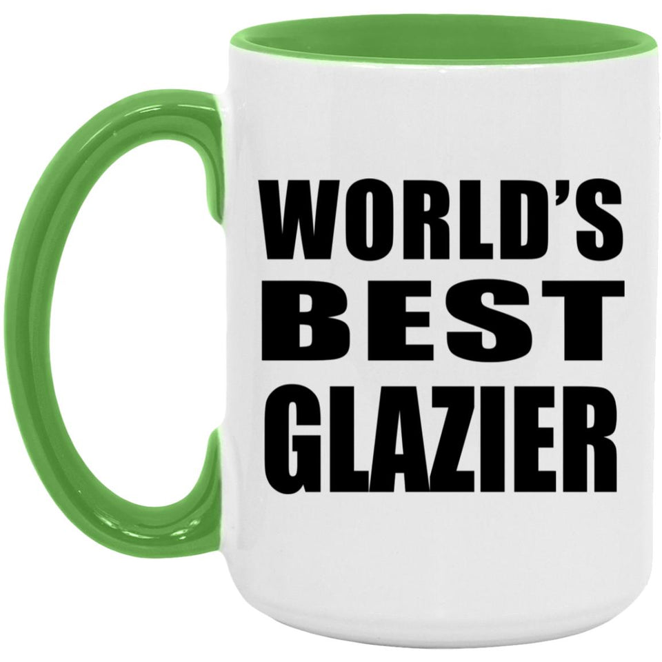 World's Best Glazier - 15oz Accent Mug Green