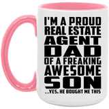 Proud Real Estate Agent Dad Of Awesome Son - 15oz Accent Mug Pink