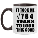 28th Birthday Took Square Root of 784 Years To Look Good - 11oz Accent Mug Black