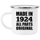 100th Birthday Made in 1924 All Parts Original - 12oz Camping Mug