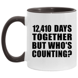 34th Anniversary 12,410 Days Together But Who's Counting - 11oz Accent Mug Black