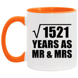 39th Anniversary Square Root of 1521 Years As Mr & Mrs - 11oz Accent Mug Orange