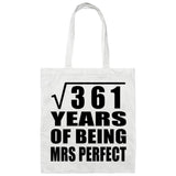 19th Anniversary Square Root of 361 Years of Mrs Perfect - Tote Bag White