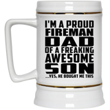 Proud Fireman Dad Of Awesome Son - Beer Stein