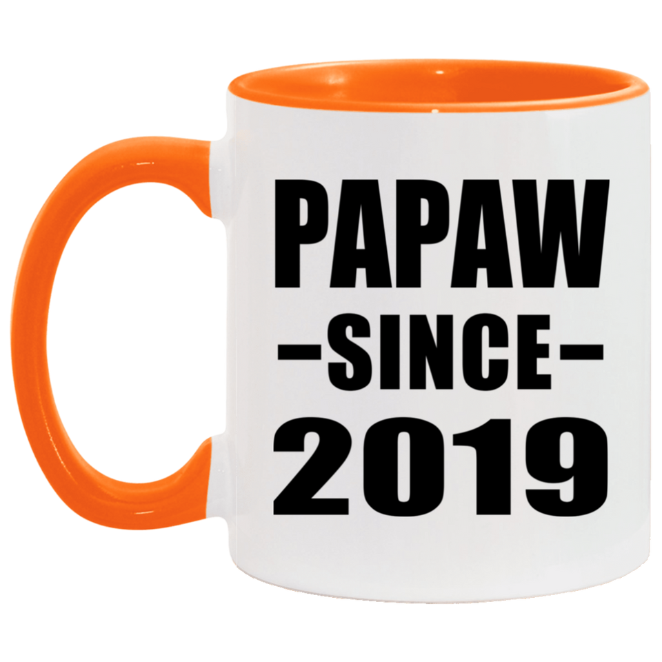 Papaw Since 2019 - 11oz Accent Mug Orange