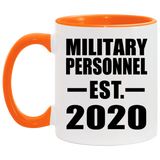 Military Personnel Established EST. 2020 - 11oz Accent Mug Orange