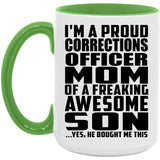 Proud Corrections Officer Mom Of Awesome Son - 15oz Accent Mug Green