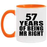 57th Anniversary 57 Years Of Being Mr Right - 11oz Accent Mug Orange