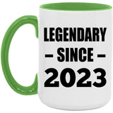 1st Birthday Legendary Since 2023 - 15oz Accent Mug Green