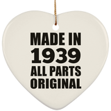 85th Birthday Made in 1939 All Parts Original - Heart Ornament