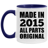 9th Birthday Made in 2015 All Parts Original - 11oz Accent Mug Purple