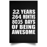 22nd Birthday 22 Years 264 Months 8035 Days Of Awesome - Poster Portrait