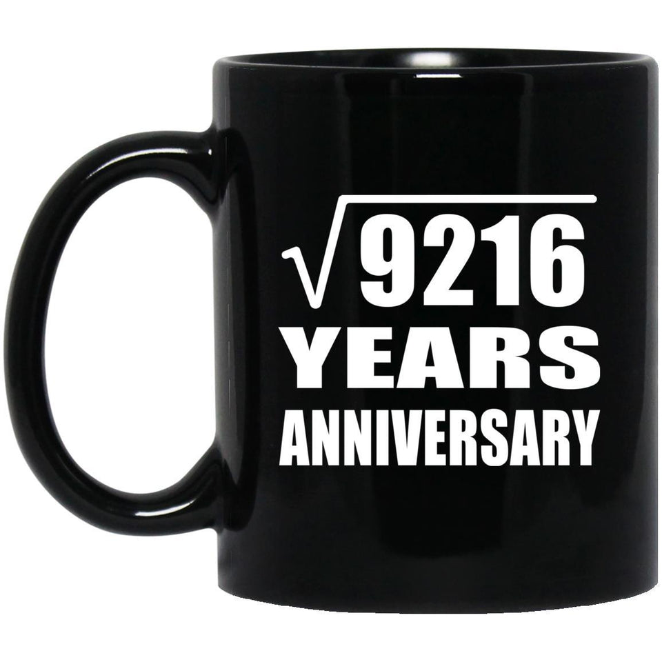 96th Anniversary Square Root of 9216 Years Anniversary - 11oz Coffee Mug Black
