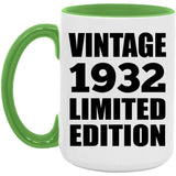 92nd Birthday Vintage 1932 Limited Edition - 15oz Accent Mug Green