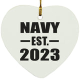Navy Established EST. 2023 - Heart Ornament