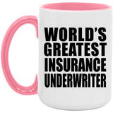 World's Greatest Insurance Underwriter - 15oz Accent Mug Pink