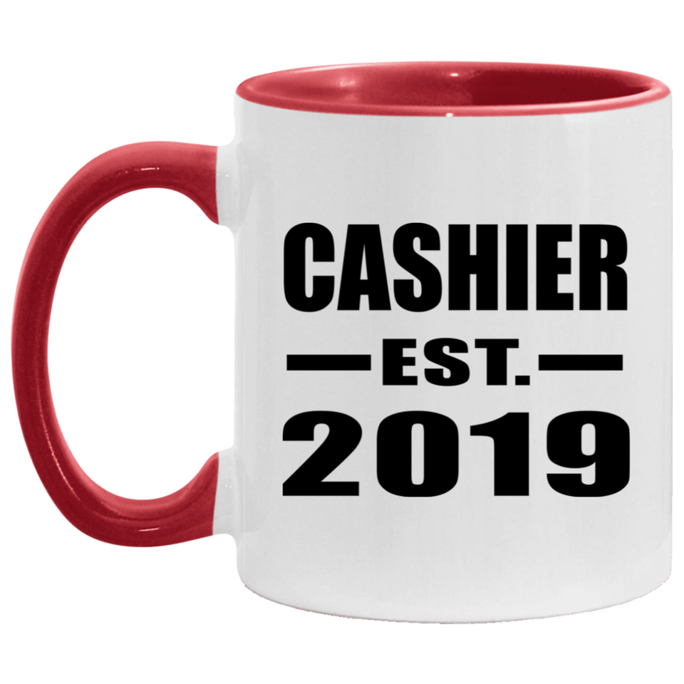 Cashier Established EST. 2019 - 11oz Accent Mug Red