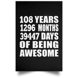 108th Birthday 108 Years 1296 Months 39447 Days Of Awesome - Poster Portrait