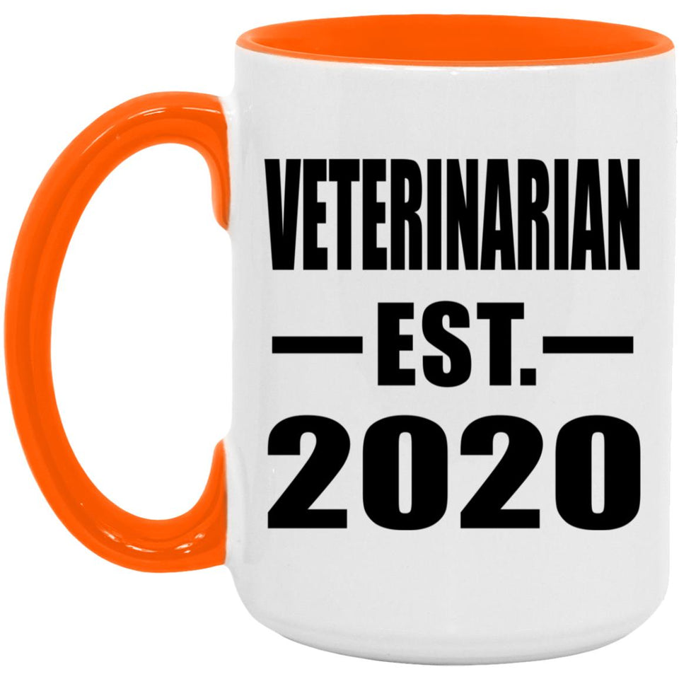 Veterinarian Established EST. 2020 - 15oz Accent Mug Orange