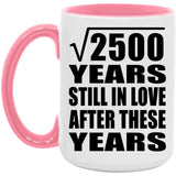 50th Anniversary Square Root of 2500 Years Still In Love - 15oz Accent Mug Pink