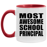 Most Awesome School Principal - 11oz Accent Mug Red