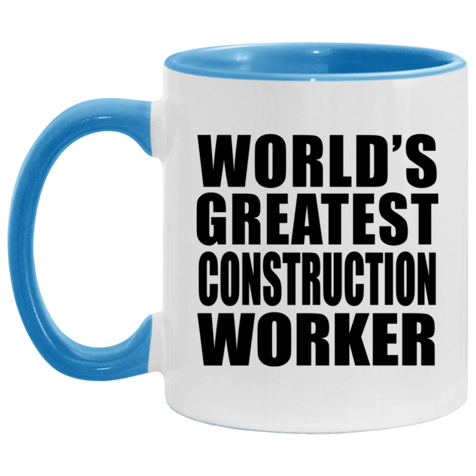 World's Greatest Construction Worker - 11oz Accent Mug Blue