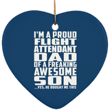 Proud Flight Attendant Dad Of Awesome Son - Heart Ornament
