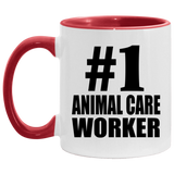 Number One #1 Animal Care Worker - 11oz Accent Mug Red
