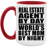 Real Estate Agent By Day World's Best Mom By Night - 15oz Accent Mug Red