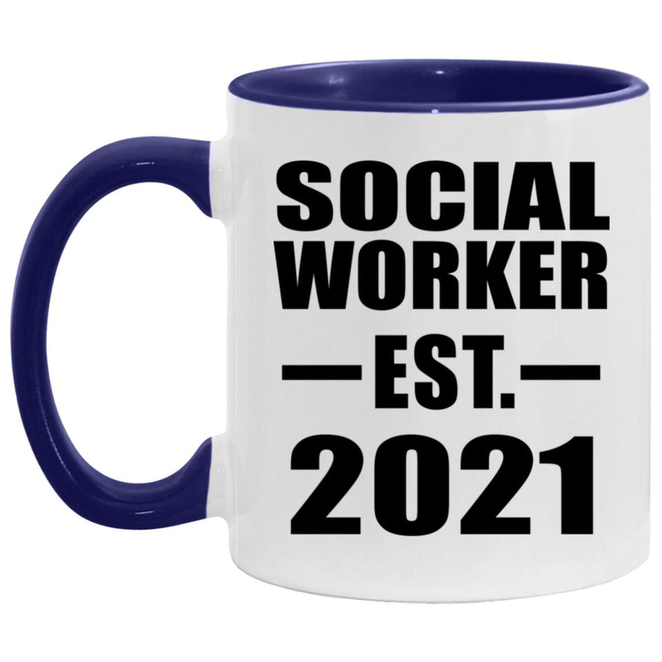 Social Worker Established Est. 2021 - 11oz Accent Mug Purple