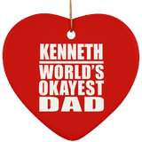 Kenneth World's Okayest Dad - Heart Ornament