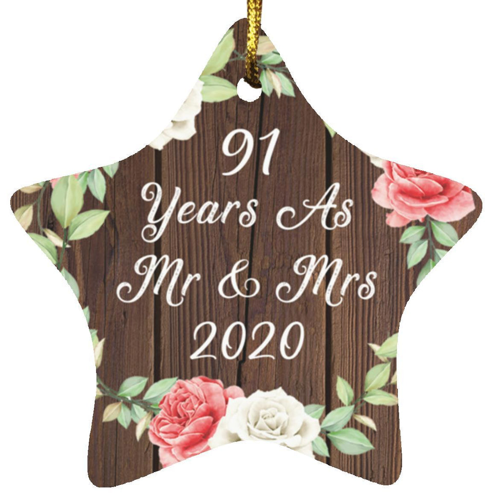 91st Anniversary 91 Years As Mr & Mrs 2020 - Star Ornament A