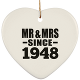 76th Anniversary Mr & Mrs Since 1948 - Heart Ornament