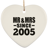 19th Anniversary Mr & Mrs Since 2005 - Heart Ornament