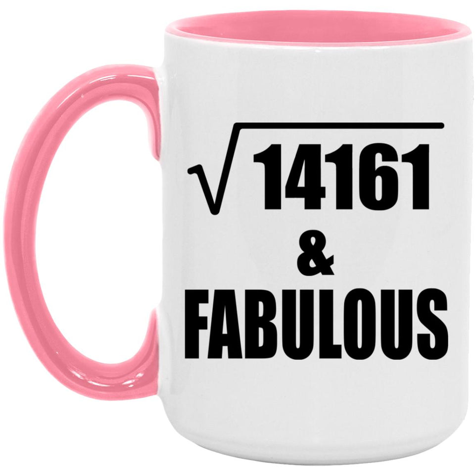119th Birthday Square Root of 14161 & Fabulous - 15oz Accent Mug Pink