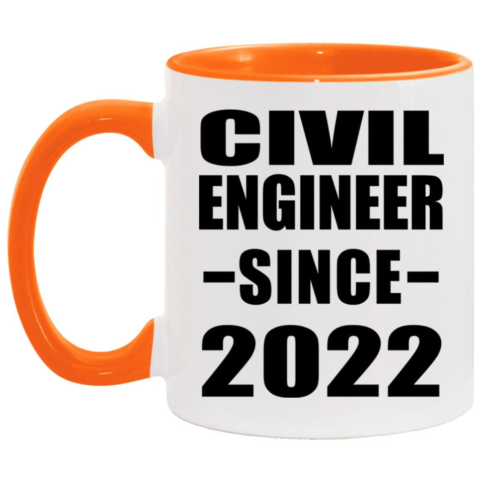 Civil Engineer Since 2022 - 11oz Accent Mug Orange
