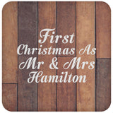 First Christmas As Mr & Mrs Hamilton - Drink Coaster E
