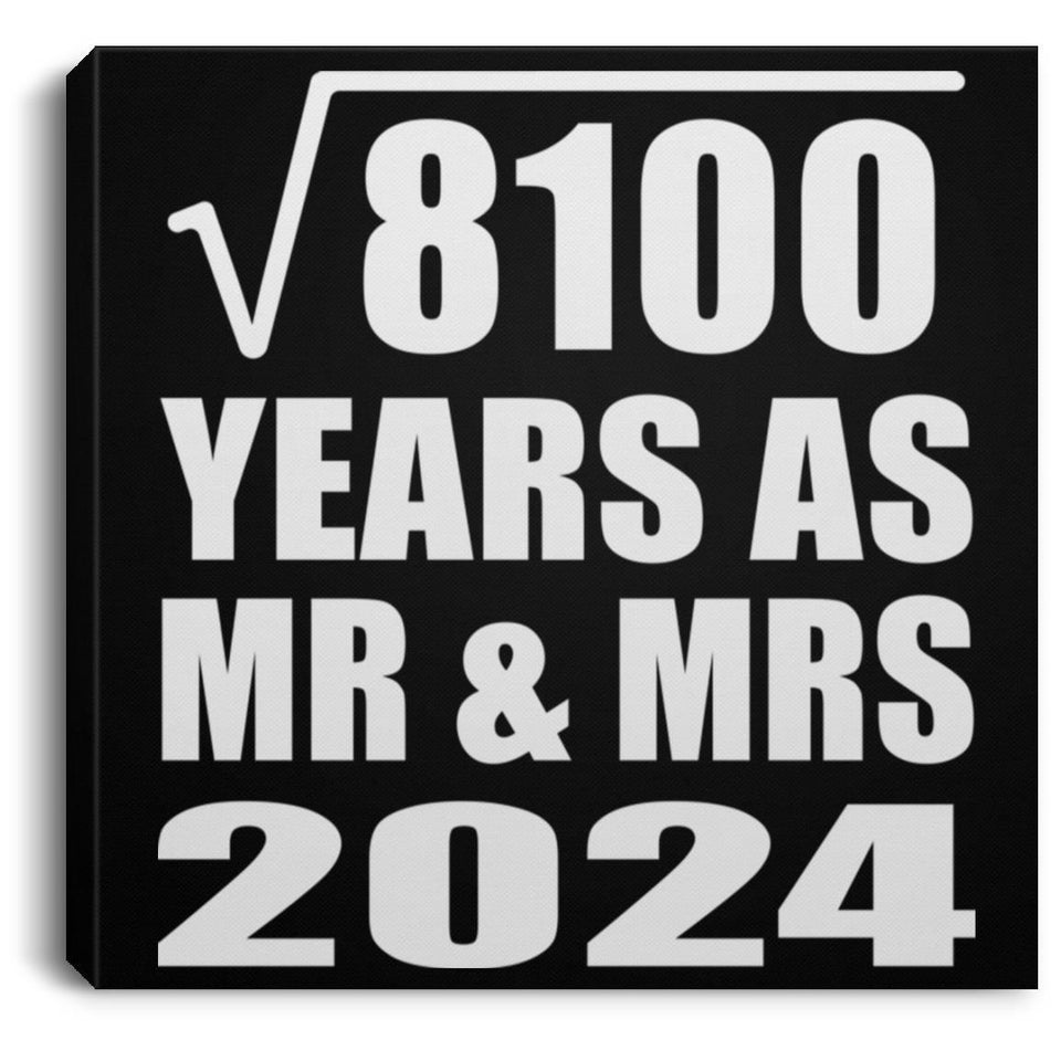 90th Anniversary Square Root of 8100 Years As Mr & Mrs 2024 - Canvas Square